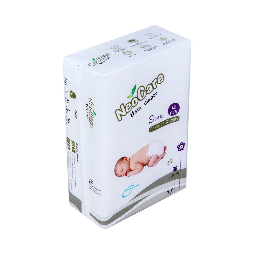 NEOCARE Baby Diapers – S (3–6 kg) Premium – 4 pcs